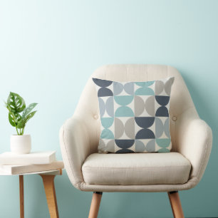 Mid-Century Modern blue green and grey  Cushion