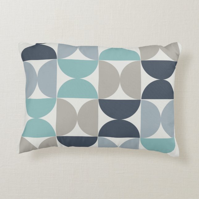 Mid-Century Modern blue green and grey    Decorative Cushion (Back)