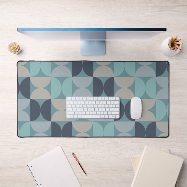 Mid-Century Modern blue green and grey    Desk Mat (Office 1)