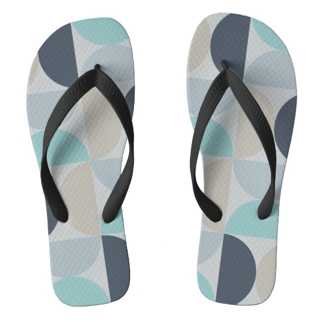 Mid-Century Modern blue green and grey  Jandals (Footbed)