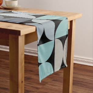 Mid-Century Modern blue green and grey Short Table Runner