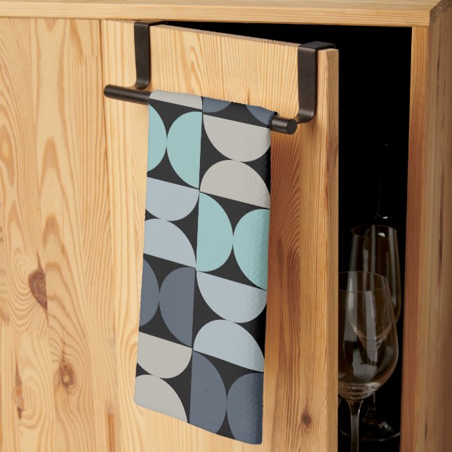 Mid-Century Modern blue green and grey   Tea Towel (Thirds Fold)