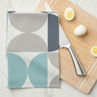 Mid-Century Modern blue green and grey    Tea Towel