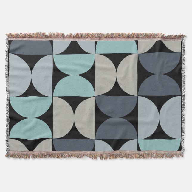 Mid-Century Modern blue green and grey    Throw Blanket (Front)