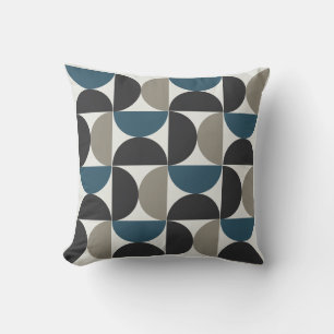Mid-Century Modern Blue Grey Gunmetal     Cushion