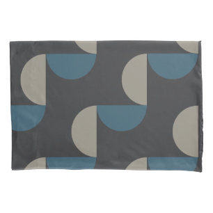Mid-Century Modern Blue Grey Gunmetal     Pillowcase
