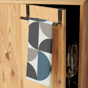 Mid-Century Modern Blue Grey Gunmetal Tea Towel