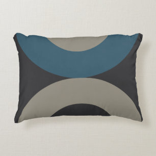 Mid-Century Modern Blue yellow Gunmetal Decorative Cushion