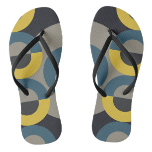 Mid-Century Modern Blue yellow Gunmetal Jandals