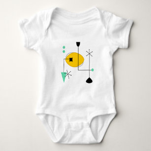 mid century modern blue yellow simple retro baby bodysuit