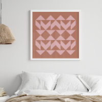 Mid Century Modern Blush Terracotta Geometric Pink
