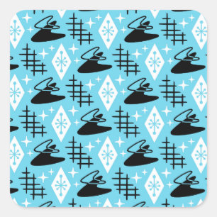 Mid Century Modern Boomerang Pattern Square Sticker