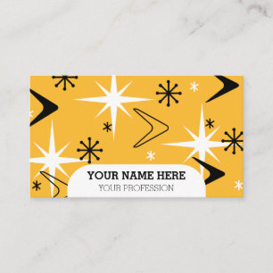 Mid Century Modern Boomerangs Orange Business Card