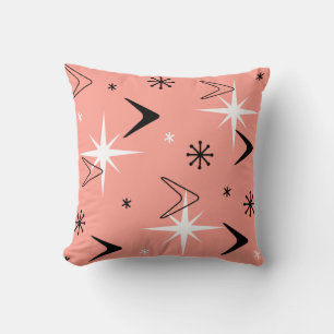 Mid Century Modern Boomerangs Salmon Pink Cushion