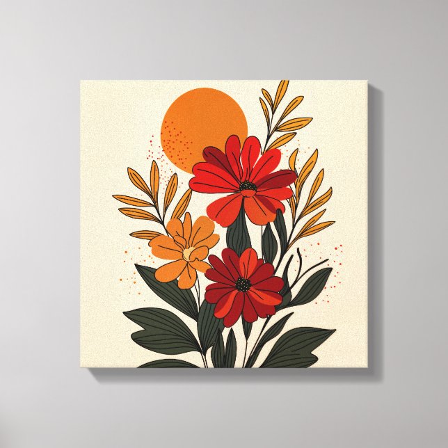 Mid-Century Modern Botanical Canvas Art (Front)