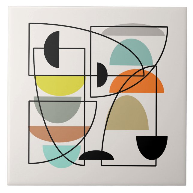Mid Century Modern 'Bowls' Tile (Front)