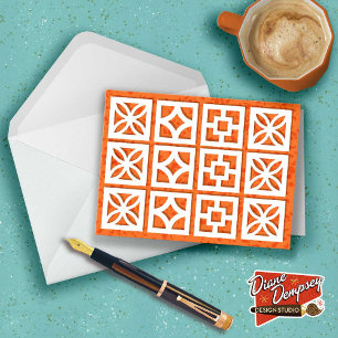 Mid-Century Modern Breeze Blocks Orange Note Cards