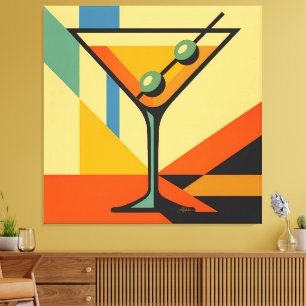 Mid Century Modern Bright Bauhaus Martini Canvas Print