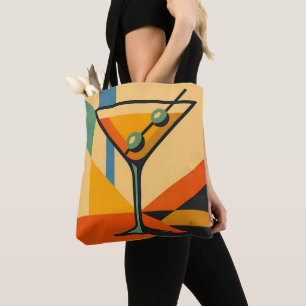Mid Century Modern Bright Bauhaus Martini Tote Bag