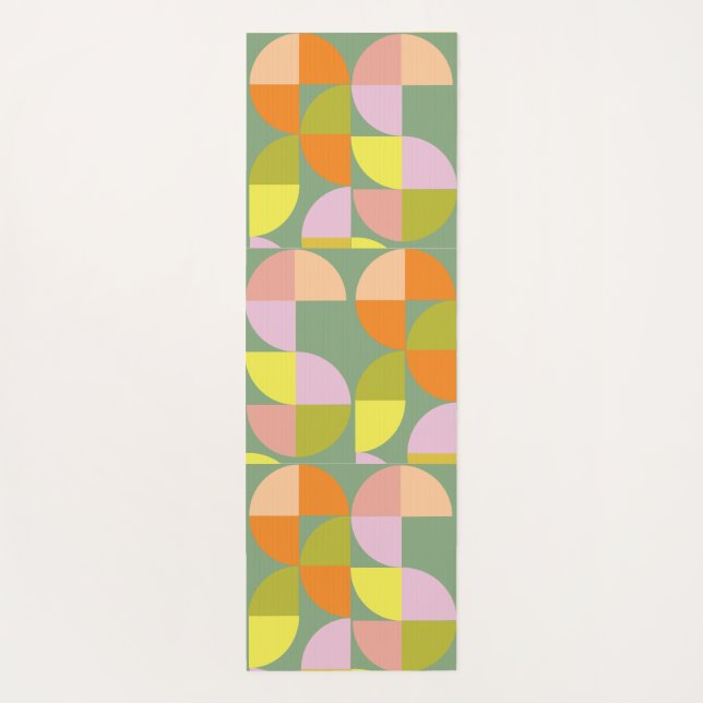 Mid Century Modern Bright Colourful Fresh Geometri Yoga Mat (Back)