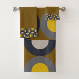 Mid-Century Modern Bronze Mustard Thunder Bath Towel Set