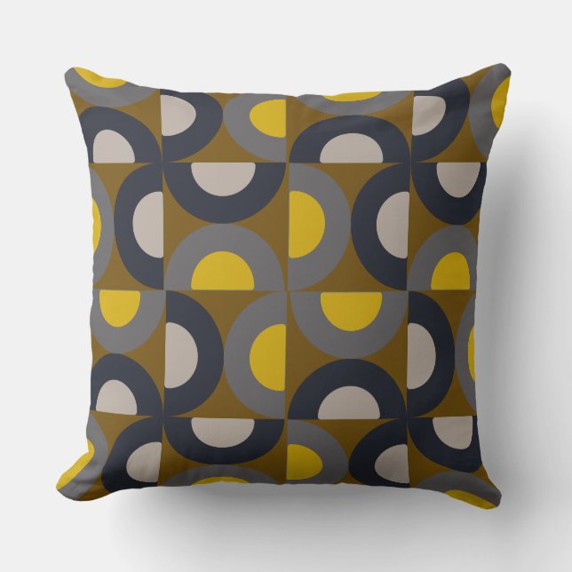 Mid-Century Modern Bronze Mustard Thunder    Cushion (Front)
