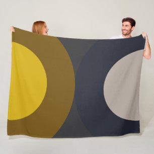 Mid-Century Modern Bronze Mustard Thunder   Fleece Blanket