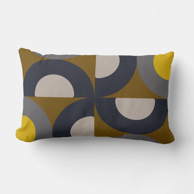 Mid-Century Modern Bronze Mustard Thunder  Lumbar Cushion (Front)