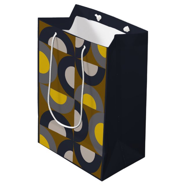 Mid-Century Modern Bronze Mustard Thunder    Medium Gift Bag (Front Angled)