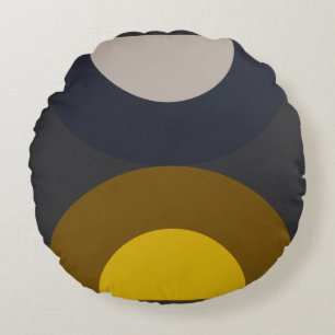 Mid-Century Modern Bronze Mustard Thunder Round Cushion