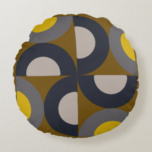 Mid-Century Modern Bronze Mustard Thunder Round Cushion