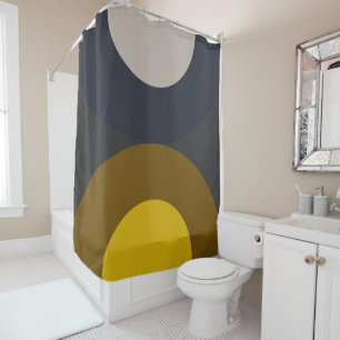 Mid-Century Modern Bronze Mustard Thunder   Shower Curtain