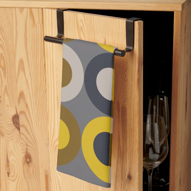 Mid-Century Modern Bronze Mustard Thunder     Tea Towel (Thirds Fold)