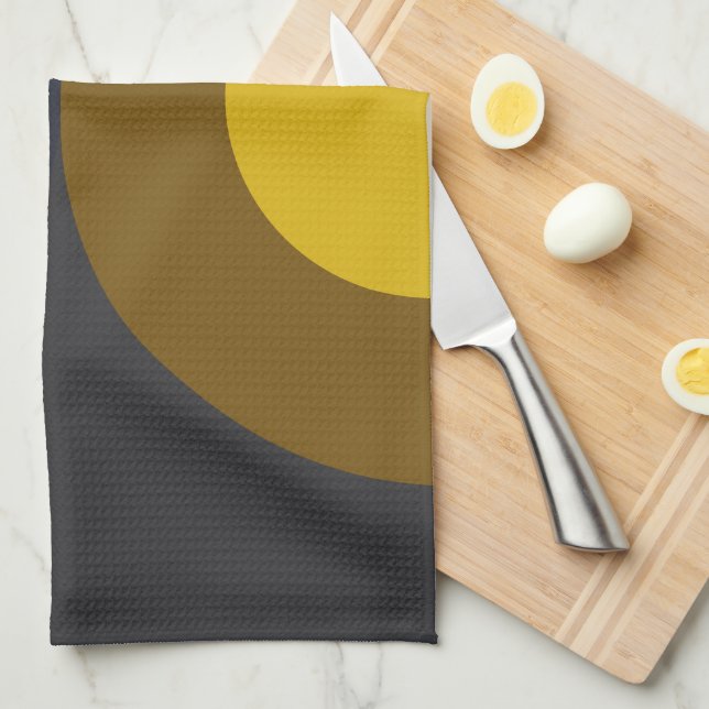 Mid-Century Modern Bronze Mustard Thunder   Tea Towel (Quarter Fold)