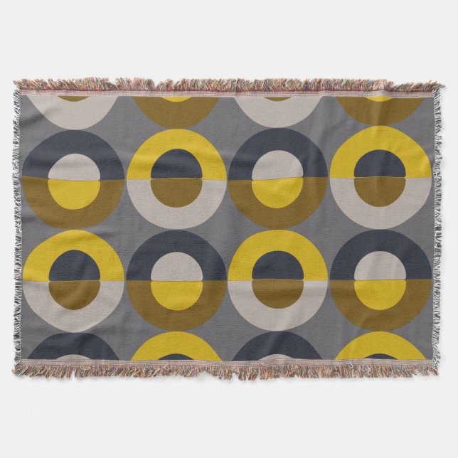 Mid-Century Modern Bronze Mustard Thunder       Throw Blanket (Front)