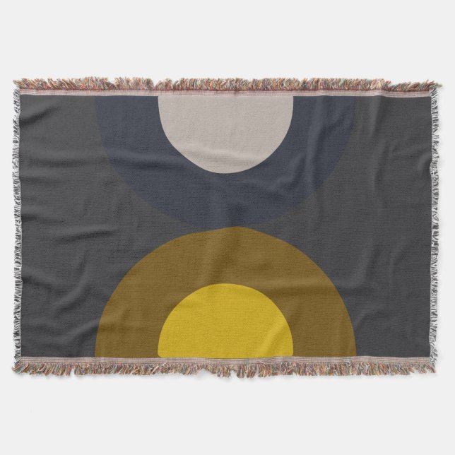 Mid-Century Modern Bronze Mustard Thunder   Throw Blanket (Front)