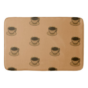 Mid Century Modern Brown Cosy Coffee Cup Bath Mat