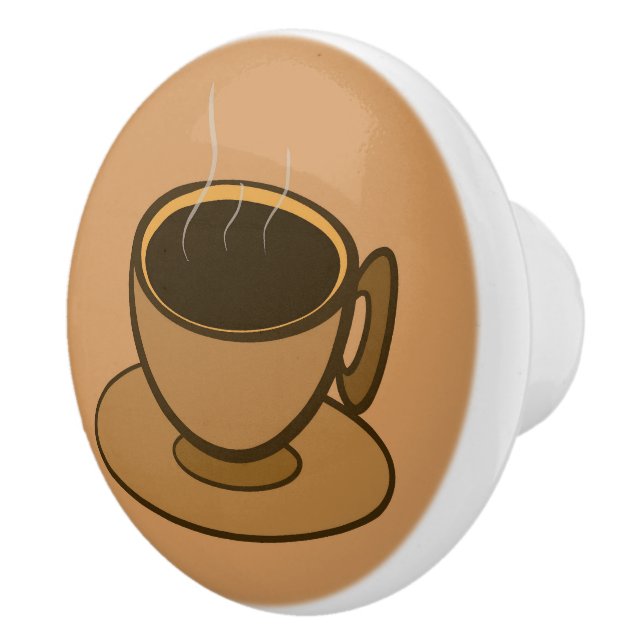Mid Century Modern Brown Cosy Coffee Cup Ceramic Knob (Right)