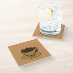 Mid Century Modern Brown Cosy Coffee Cup Glass Coaster
