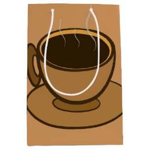 Mid Century Modern Brown Cosy Coffee Cup Medium Gift Bag
