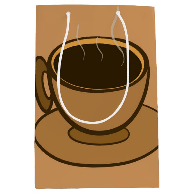 Mid Century Modern Brown Cosy Coffee Cup Medium Gift Bag (Front)