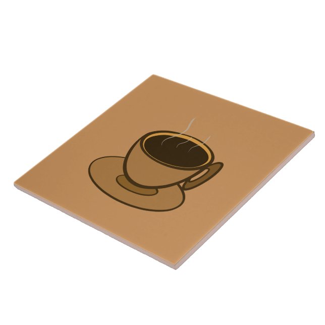 Mid Century Modern Brown Cosy Coffee Cup Tile (Side)