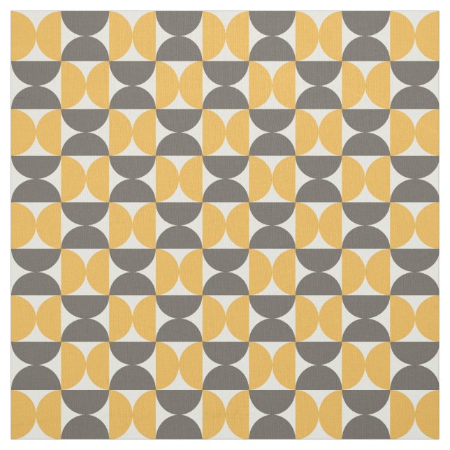 Mid-Century Modern Brown & Gold Pattern Fabric (Swatch)