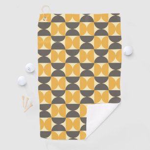 Mid-Century Modern Brown & Gold Pattern Golf Towel