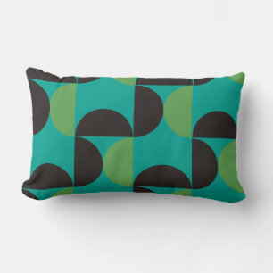 Mid-Century Modern Brown green and turquoise Lumbar Cushion