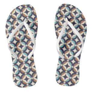 Mid-Century Modern Brown & Teal Pattern Jandals