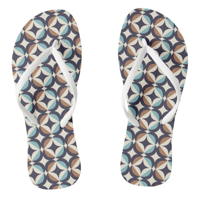 Mid-Century Modern Brown & Teal Pattern Jandals (Footbed)