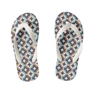 Mid-Century Modern Brown & Teal Pattern Kid's Jandals