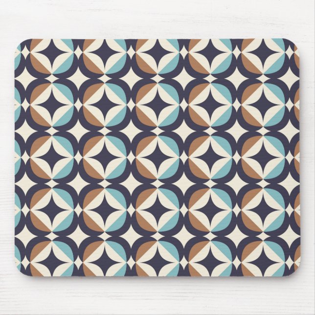 Mid-Century Modern Brown & Teal Pattern Mouse Pad (Front)