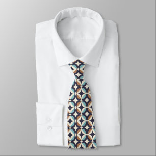 Mid-Century Modern Brown & Teal Pattern Tie